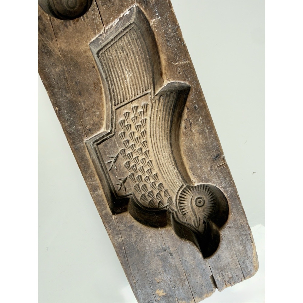 Antique Chinese Folk Art, Carved Hardwood Mooncake Mold — Phoenix & Cloud Motif - Picture 3 of 8